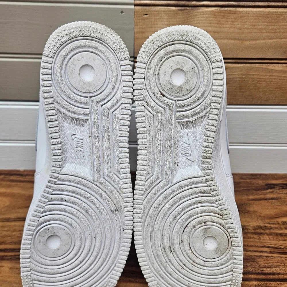 Nike Air Force 1 Mid GS Triple White Leather Sneakers 314195-113 Kids 7Y